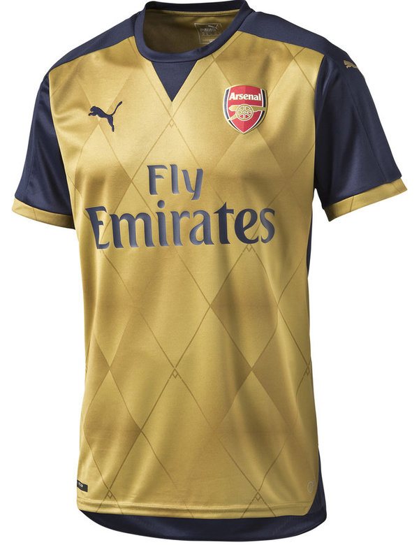 Official- Gold Arsenal Away Jersey 2015-2016- Arsenal Away Kit 15-16