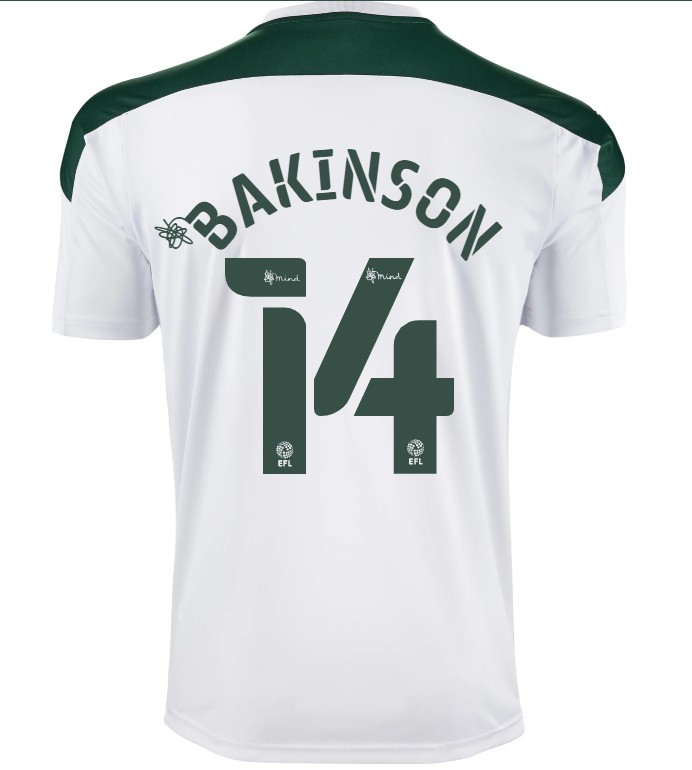 Back of new Plymouth Argyle Away Shirt 20-21