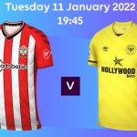 Brentford wearing yellow away kit vs Southampton 2022