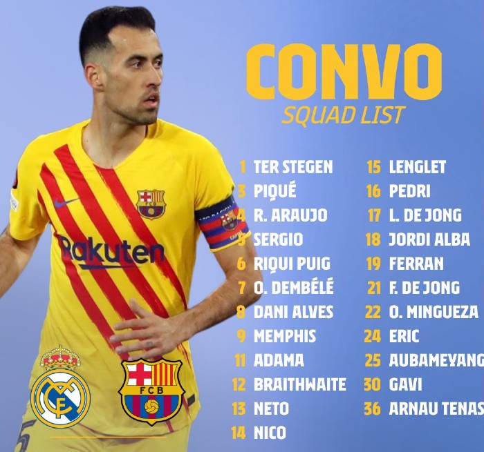 Barca Squad vs Real Madrid 2022 El Clasico (1)