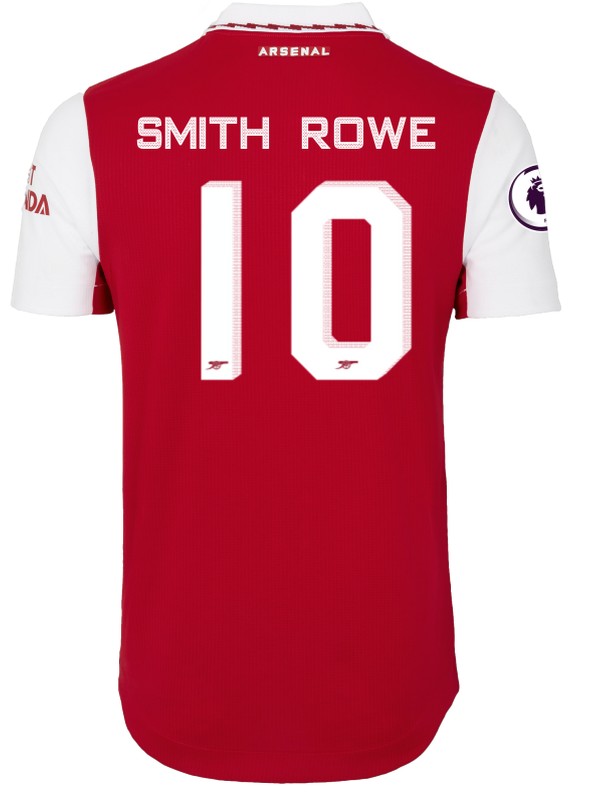 Arsenal Font Name and Number on Back of Home Shirt 22-23