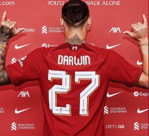 Kit Number Change- Darwin Nunez to wear the No.27 jersey vacated by Origi at Liverpool 