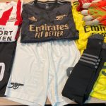 Arsenal wearing special white shorts with away shirt against PSV in 2022-23 Europa League