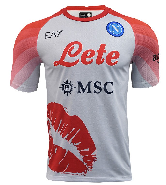 Red and White Napoli Valentines Jersey 2023
